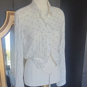 Cloth & Stone White Patterned Button Down Shirt